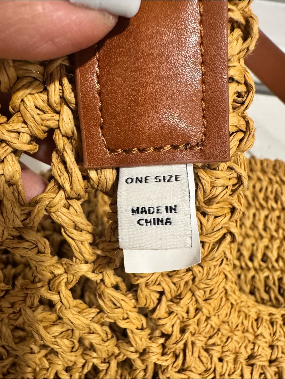 Banana Republic Crochet Tote with faux leather Brown Handles - Picture 2 of 5